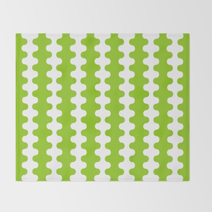 Wavy Stripes Lime Green Ogee A-Go-Go Retro Contemporary Pattern Throw Blanket Gallery Image 2