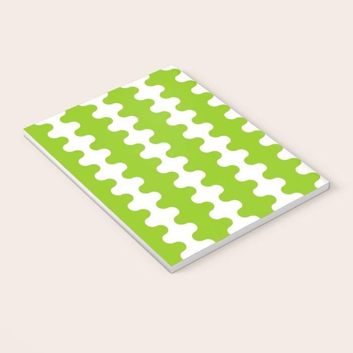 Wavy Stripes Lime Green Ogee A-Go-Go Retro Contemporary Pattern Notebook Gallery Image 3