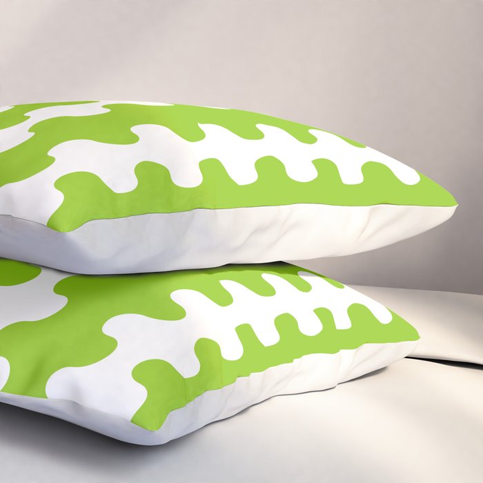 Wavy Stripes Lime Green Ogee A-Go-Go Retro Contemporary Pattern Pillow Sham Gallery Image 3