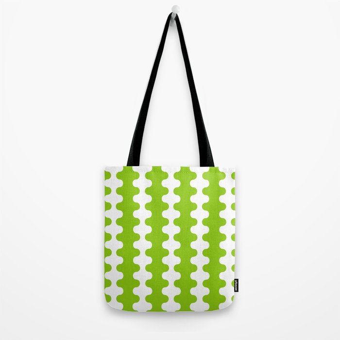 Wavy Stripes Lime Green Ogee A-Go-Go Retro Contemporary Pattern Tote Bag Gallery Image 2