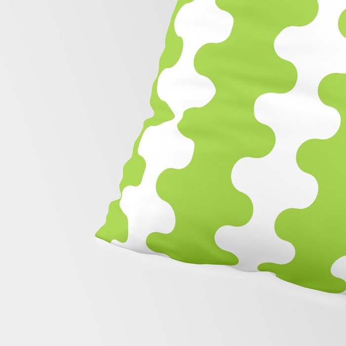Wavy Stripes Lime Green Ogee A-Go-Go Retro Contemporary Pattern Pillow Sham Gallery Image 4