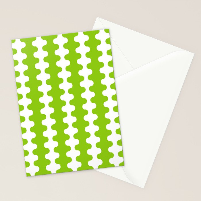 Wavy Stripes Lime Green Ogee A-Go-Go Retro Contemporary Pattern Stationery Card Gallery Image 2