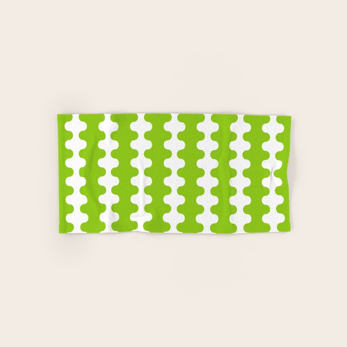 Wavy Stripes Lime Green Ogee A-Go-Go Retro Contemporary Pattern Bath Towel Gallery Image 1