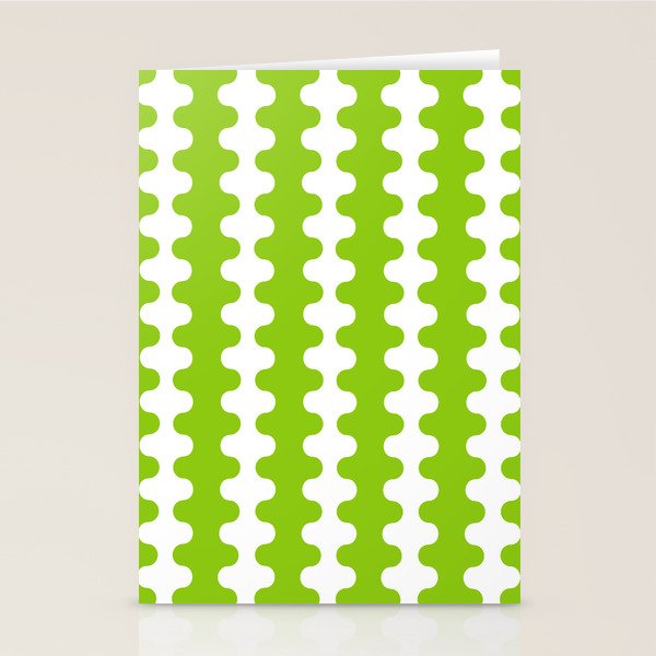 Wavy Stripes Lime Green Ogee A-Go-Go Retro Contemporary Pattern Stationery Card Gallery Image 1