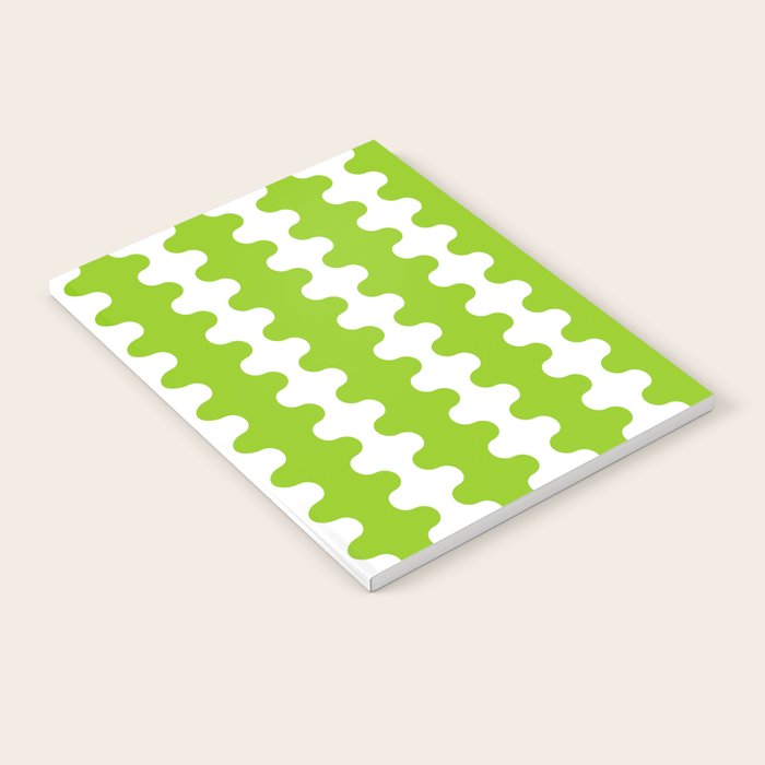 Wavy Stripes Lime Green Ogee A-Go-Go Retro Contemporary Pattern Notebook Gallery Image 1