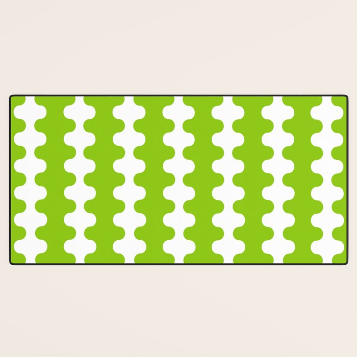 Wavy Stripes Lime Green Ogee A-Go-Go Retro Contemporary Pattern Desk Mat Gallery Image 3