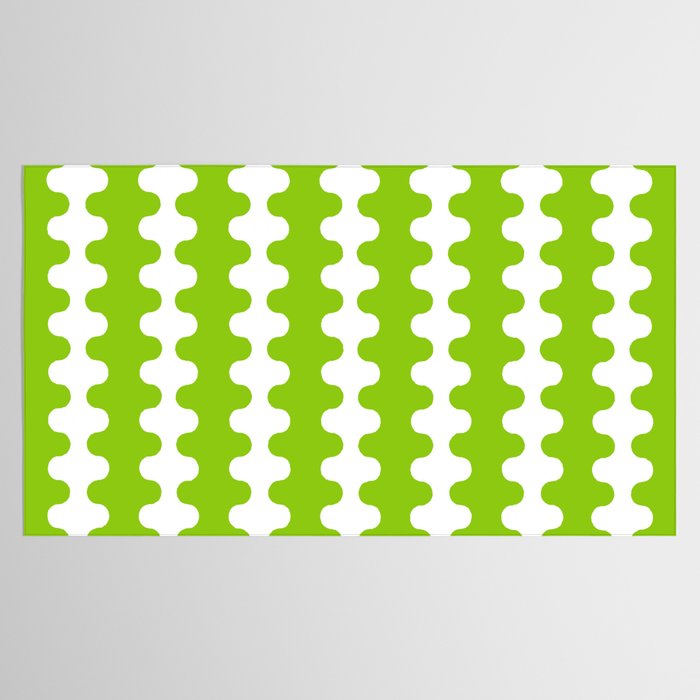 Wavy Stripes Lime Green Ogee A-Go-Go Retro Contemporary Pattern Tablecloth Gallery Image 2