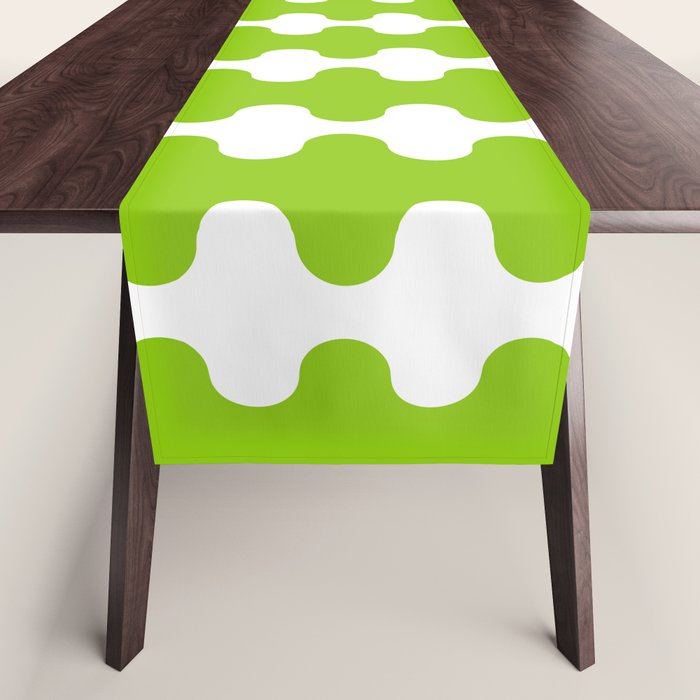 Wavy Stripes Lime Green Ogee A-Go-Go Retro Contemporary Pattern Table Runner Gallery Image 1