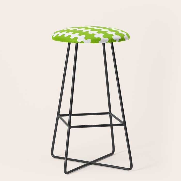 Wavy Stripes Lime Green Ogee A-Go-Go Retro Contemporary Pattern Stool Gallery Image 1