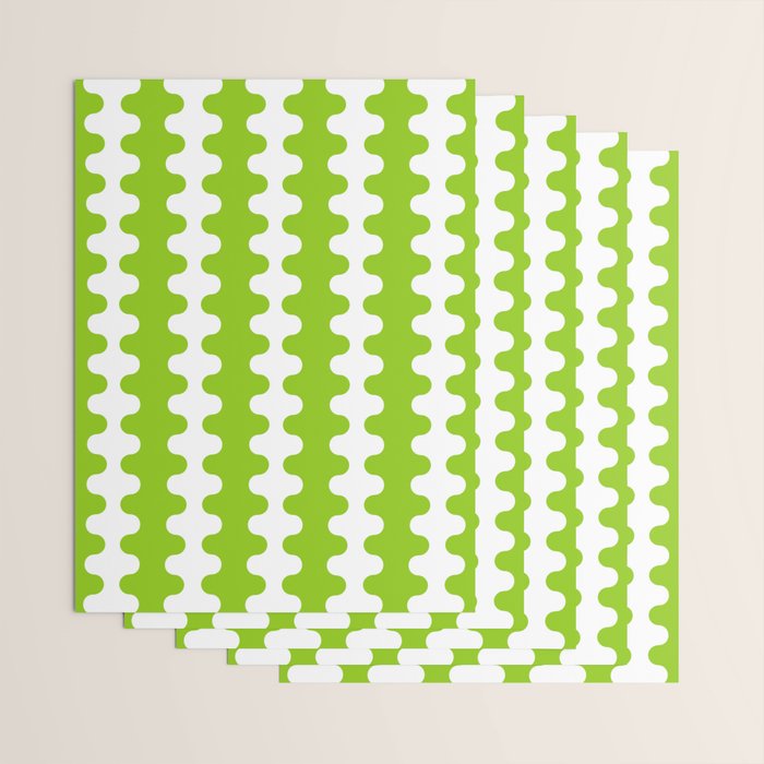 Wavy Stripes Lime Green Ogee A-Go-Go Retro Contemporary Pattern Wrapping Paper Gallery Image 3