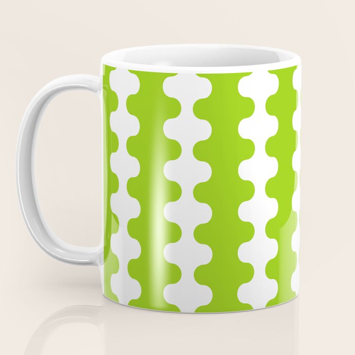 Wavy Stripes Lime Green Ogee A-Go-Go Retro Contemporary Pattern Coffee Mug Gallery Image 3