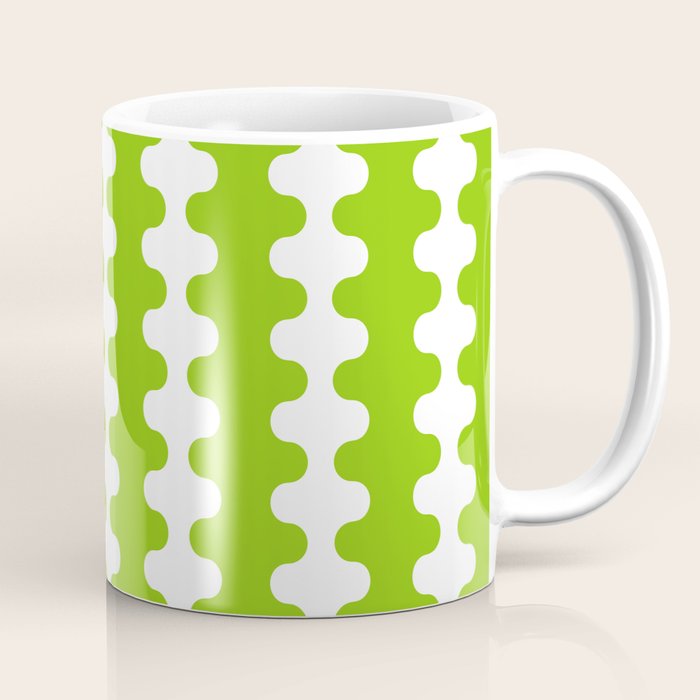 Wavy Stripes Lime Green Ogee A-Go-Go Retro Contemporary Pattern Coffee Mug Gallery Image 1