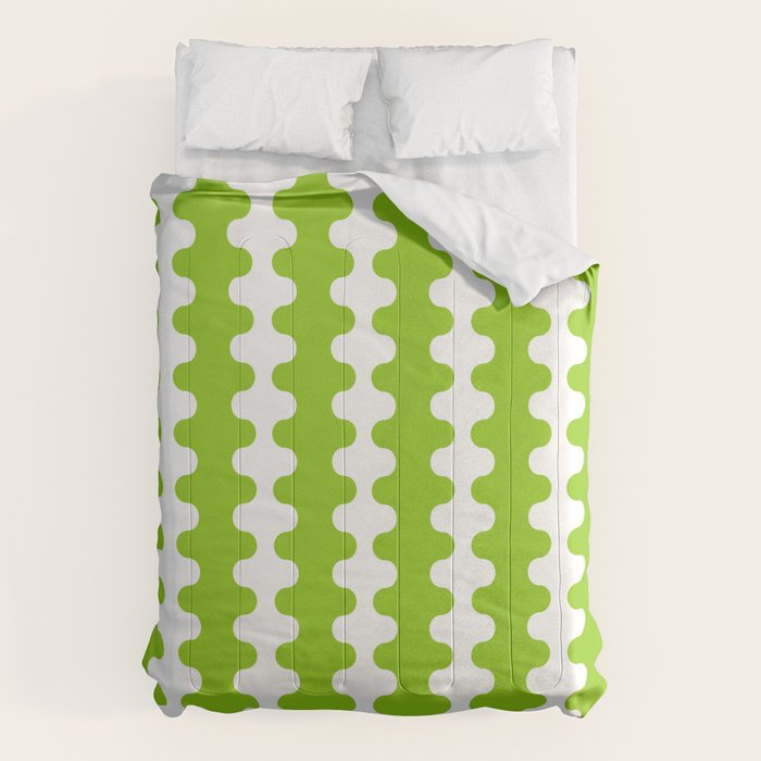Wavy Stripes Lime Green Ogee A-Go-Go Retro Contemporary Pattern Comforter Gallery Image 6