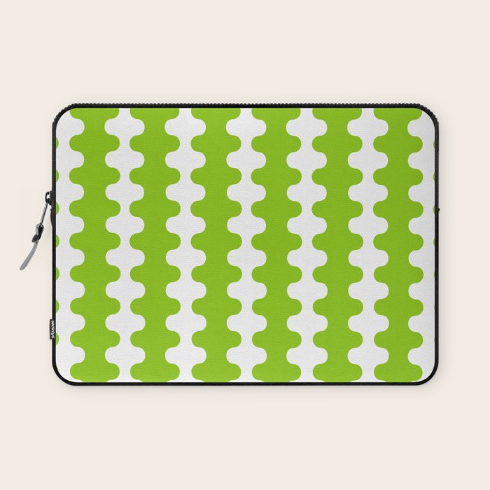 Wavy Stripes Lime Green Ogee A-Go-Go Retro Contemporary Pattern Laptop Sleeve Gallery Image 1