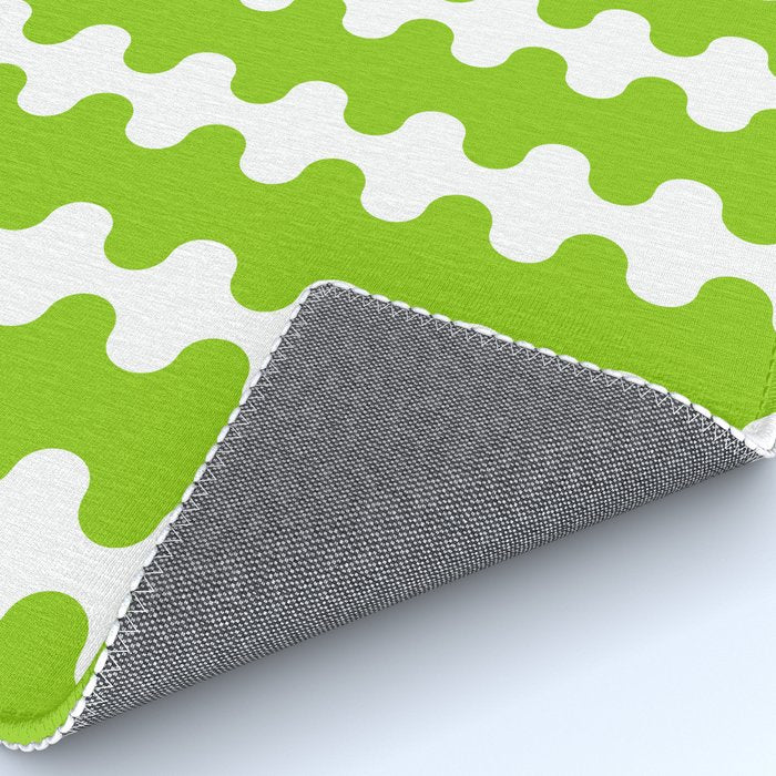 Wavy Stripes Lime Green Ogee A-Go-Go Retro Contemporary Pattern Rug Gallery Image 4