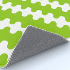 Wavy Stripes Lime Green Ogee A-Go-Go Retro Contemporary Pattern Rug Gallery Image 4