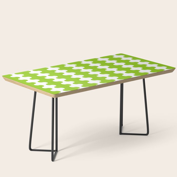 Wavy Stripes Lime Green Ogee A-Go-Go Retro Contemporary Pattern Coffee Table Gallery Image 1