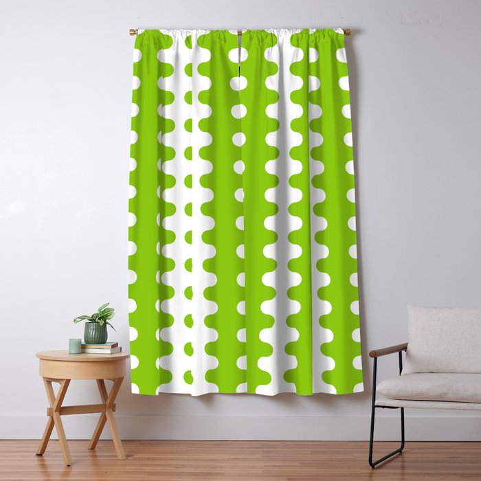 Wavy Stripes Lime Green Ogee A-Go-Go Retro Contemporary Pattern Window Curtain Gallery Image 1