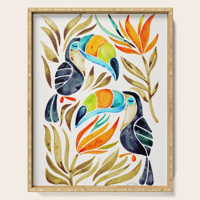 Tropical Toucans - Sepia Palette Serving Tray Gallery Image 1