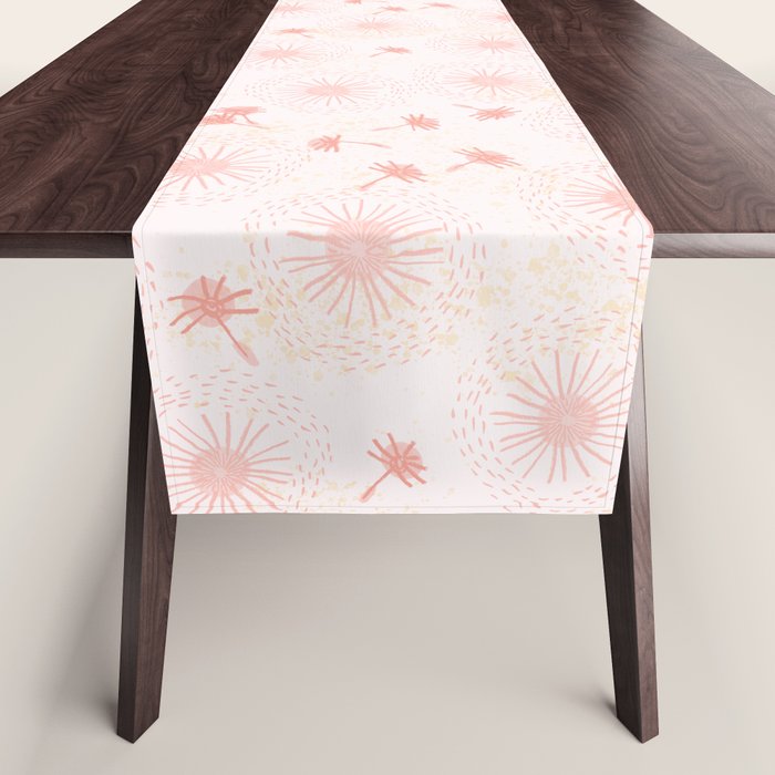 Make A Wish Dandelion Pattern in Pastel Pink & Peach Table Runner Gallery Image 1