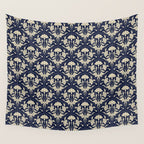 Victorian Botanicals Cornflower In Navy Blue Wall Tapestry Gallery Image 4