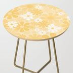 Retro 60s 70s Aesthetic Floral Pattern in Light Buttercream Yellow Side Table Gallery Image 2