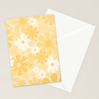 Retro 60s 70s Aesthetic Floral Pattern in Light Buttercream Yellow Stationery Card Gallery Image 2