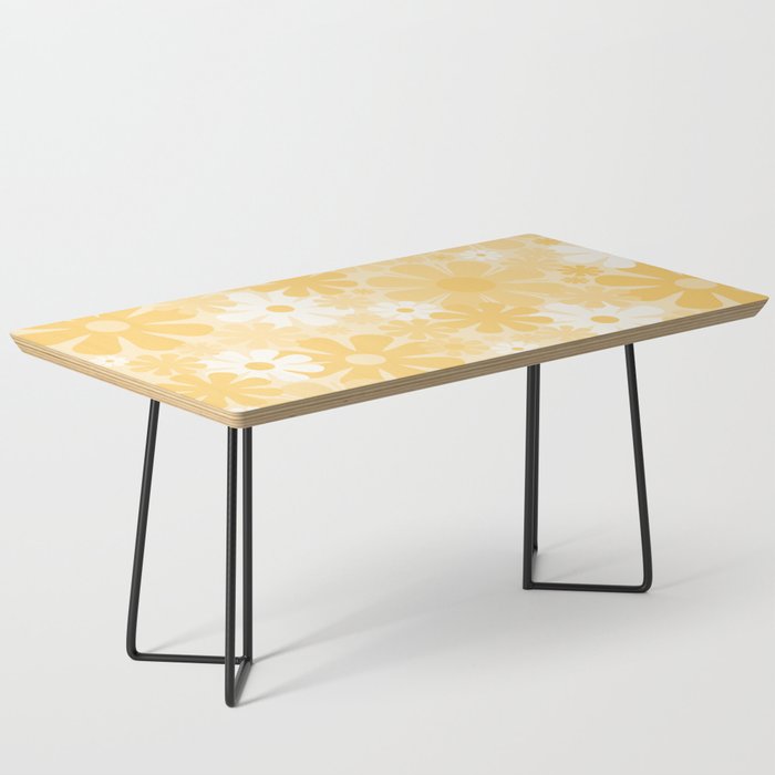 Retro 60s 70s Aesthetic Floral Pattern in Light Buttercream Yellow Coffee Table Gallery Image 1