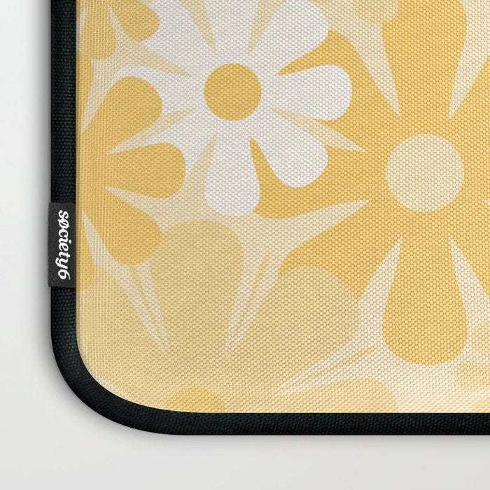 Retro 60s 70s Aesthetic Floral Pattern in Light Buttercream Yellow Laptop Sleeve Gallery Image 3
