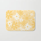 Retro 60s 70s Aesthetic Floral Pattern in Light Buttercream Yellow Bath Mat Gallery Image 1