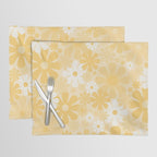 Retro 60s 70s Aesthetic Floral Pattern in Light Buttercream Yellow Placemat Gallery Image 1