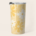 Retro 60s 70s Aesthetic Floral Pattern in Light Buttercream Yellow Travel Mug Gallery Image 3