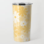 Retro 60s 70s Aesthetic Floral Pattern in Light Buttercream Yellow Travel Mug Gallery Image 1
