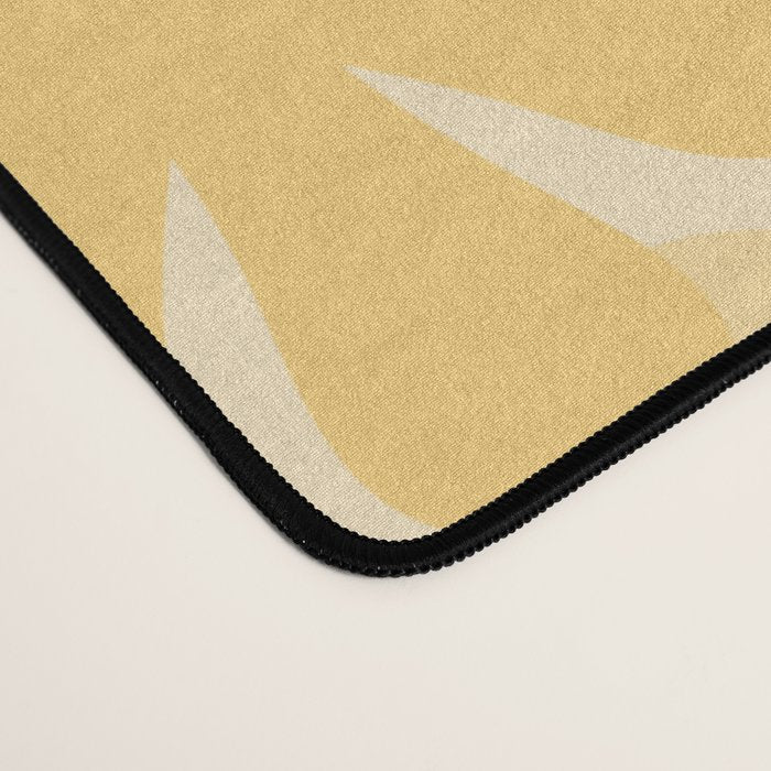 Retro 60s 70s Aesthetic Floral Pattern in Light Buttercream Yellow Desk Mat Gallery Image 4