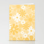 Retro 60s 70s Aesthetic Floral Pattern in Light Buttercream Yellow Stationery Card Gallery Image 2