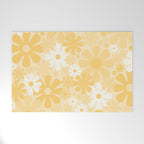 Retro 60s 70s Aesthetic Floral Pattern in Light Buttercream Yellow Welcome Mat Gallery Image 1