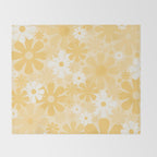 Retro 60s 70s Aesthetic Floral Pattern in Light Buttercream Yellow Throw Blanket Gallery Image 2