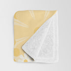 Retro 60s 70s Aesthetic Floral Pattern in Light Buttercream Yellow Throw Blanket Gallery Image 3