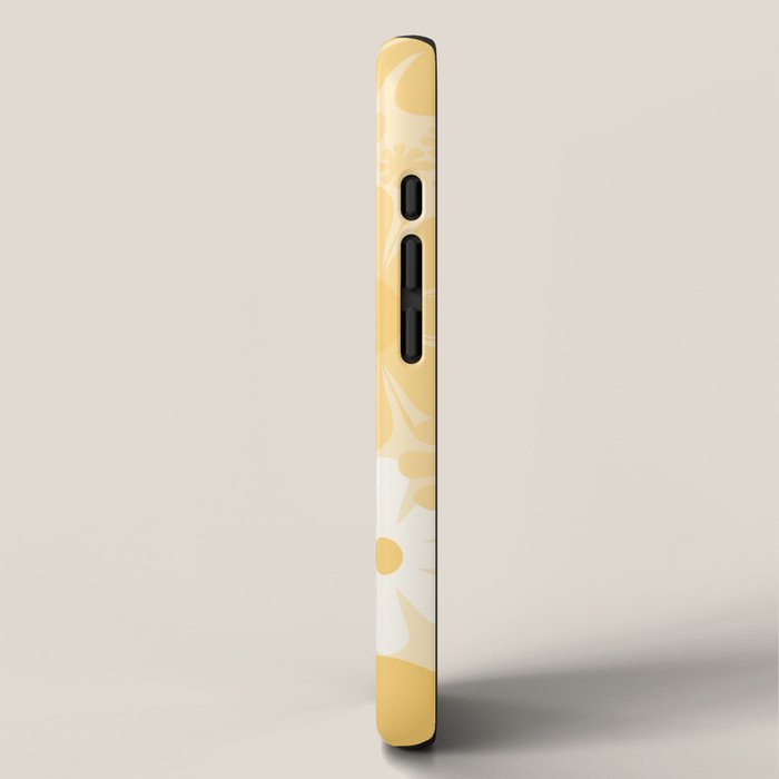 Retro 60s 70s Aesthetic Floral Pattern in Light Buttercream Yellow iPhone Case Gallery Image 2