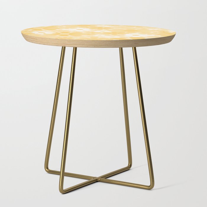 Retro 60s 70s Aesthetic Floral Pattern in Light Buttercream Yellow Side Table Gallery Image 1