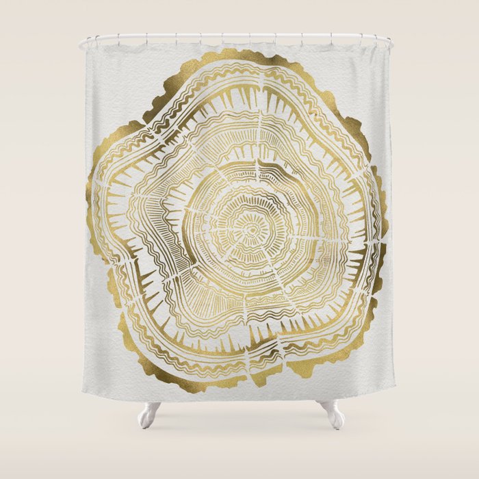 Gold Tree Rings Shower Curtain Gallery Image 1