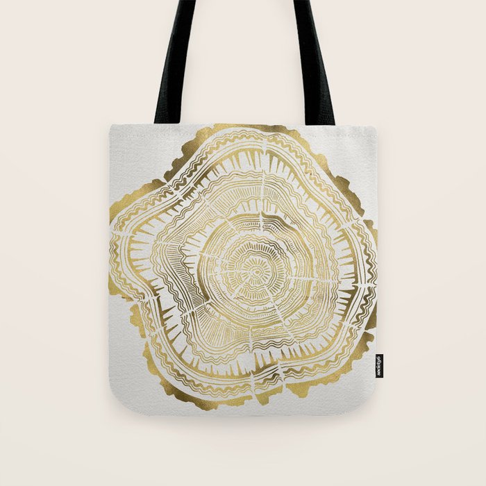 Gold Tree Rings Tote Bag Gallery Image 1
