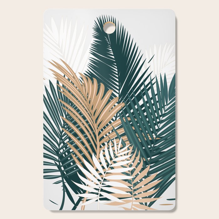 Gold and Green Palm Leaves Cutting Board Gallery Image 1