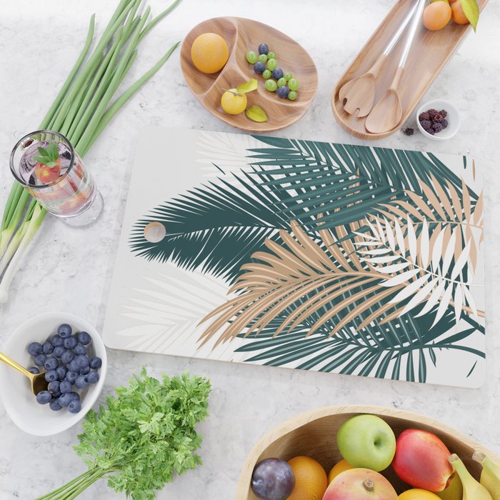 Gold and Green Palm Leaves Cutting Board Gallery Image 2
