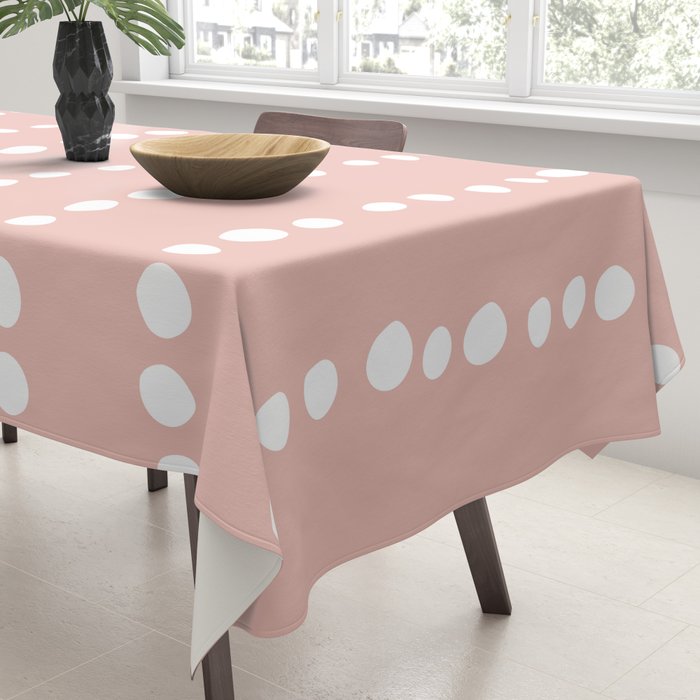 Spotted Mudcloth, Pink and White, Boho Prints Tablecloth Gallery Image 3