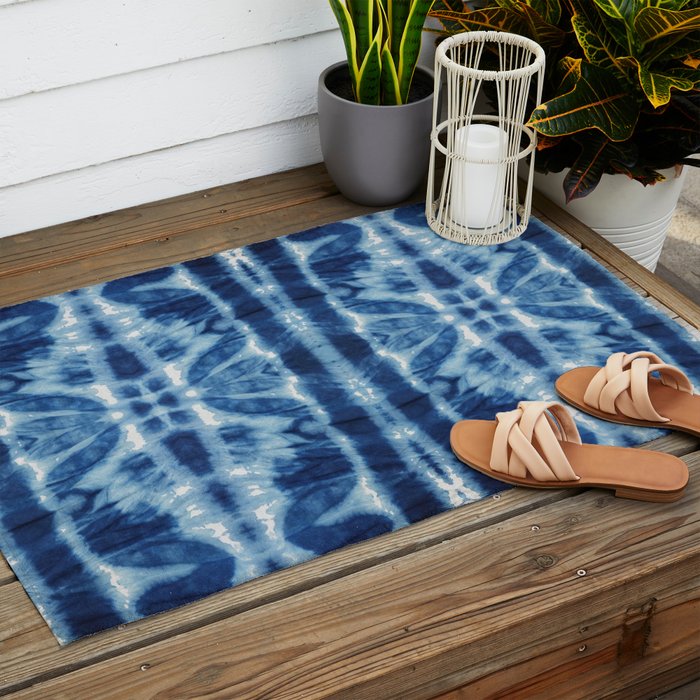 Tie Dye Blues Twos Outdoor Rug Gallery Image 2
