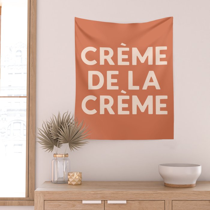 Creme de la Creme French Retro Hand Lettering Wall Tapestry Gallery Image 2