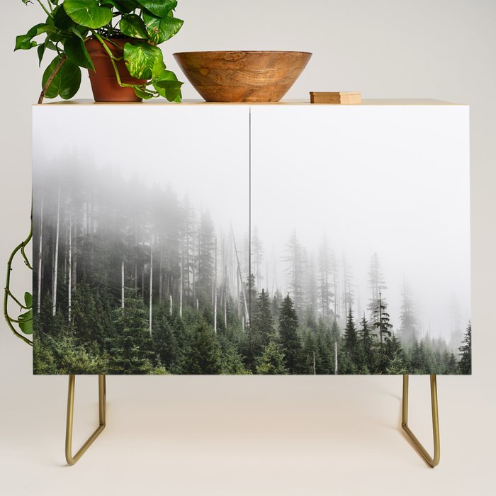 Pacific Northwest Forest - Misty Mountain Morning Credenza Gallery Image 1