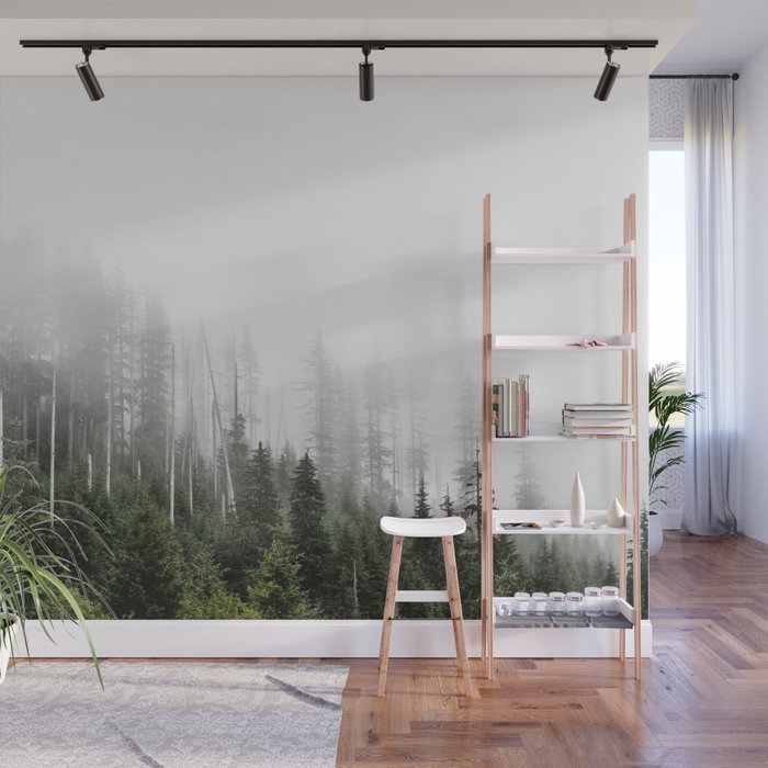 Pacific Northwest Forest - Misty Mountain Morning Wall Mural Gallery Image 1