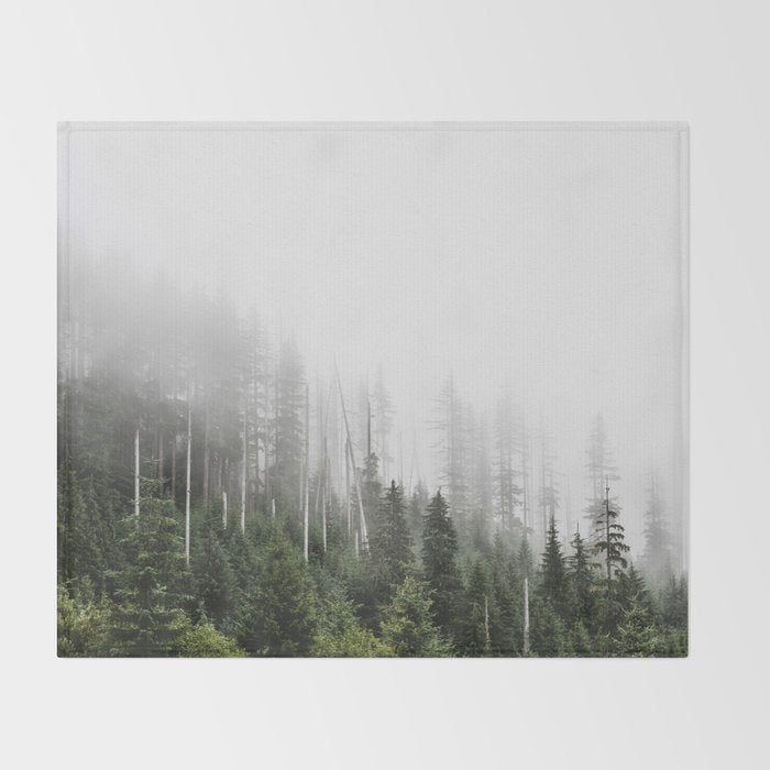 Pacific Northwest Forest - Misty Mountain Morning Throw Blanket Gallery Image 2